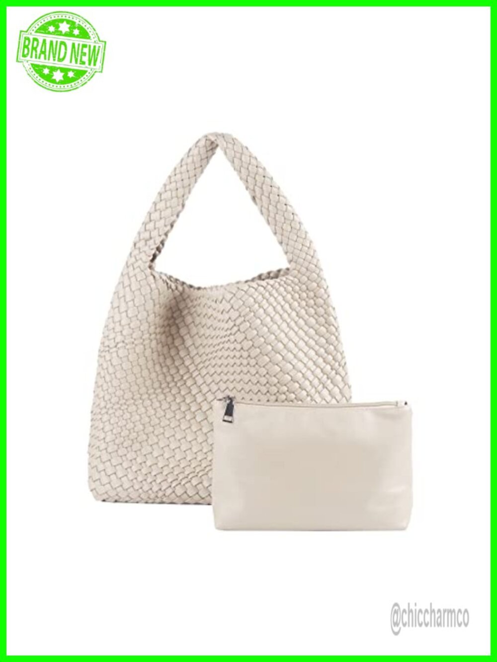 Woven Tote Bag Vegan Leather Hobo Straw Handbag Shoulder Bag
